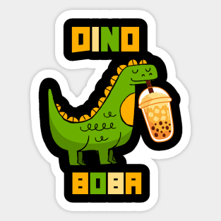 Cute Dino Drinking Boba Tea Milk Bubble Sticker